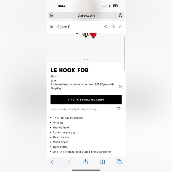Clare V Colorful Beaded Le Hook Fob - Picture 2 of 9